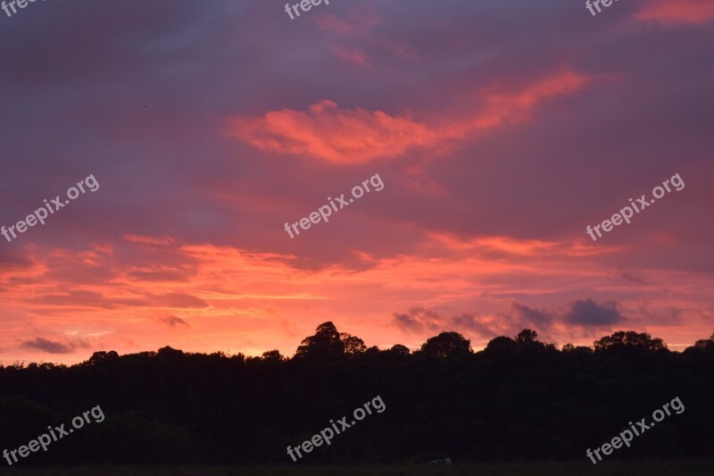 Sunset Dark Red Black Silhouette