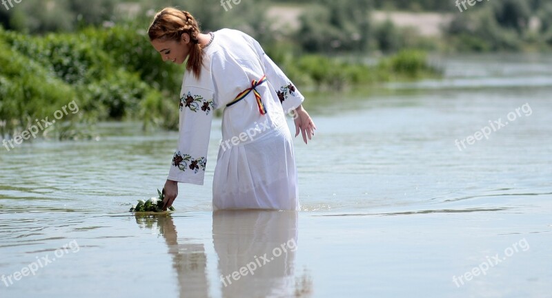 Girl Peasant Woman Tradition Water Suit