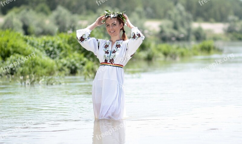 Girl Peasant Woman Tradition Water Suit