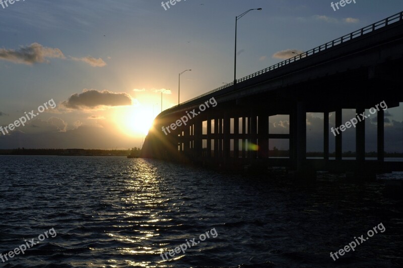 Bridge Key Biscayne Sunrise Florida Miami