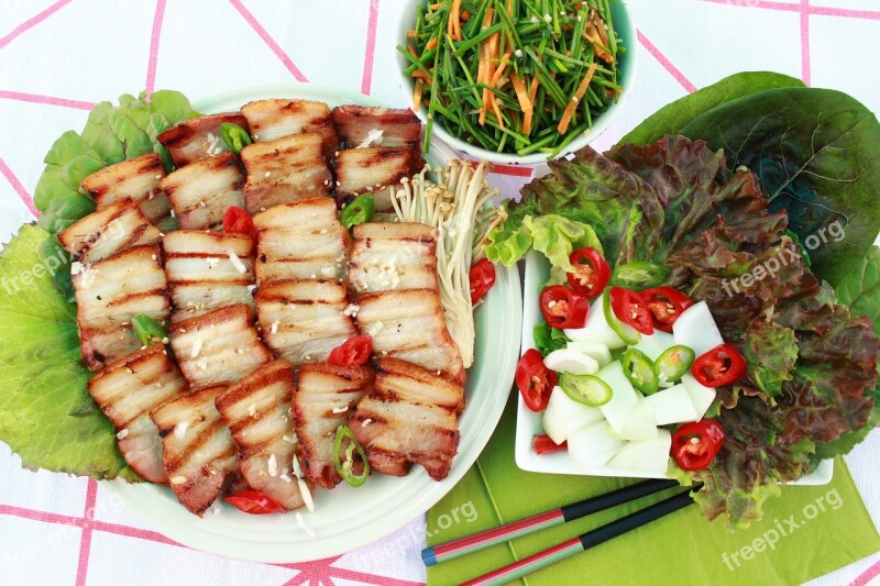 Pork Meat Ssam Food Grill