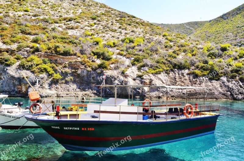 Beautiful Landscape Boat Port Ionian Turcoise