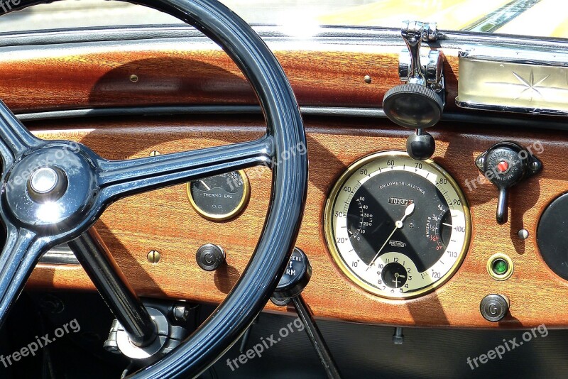 Oldtimer Auto Fiat Steering Wheel Wood