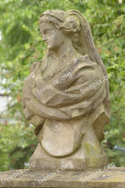 Stone Figure Bust Burg Woman Statue Art