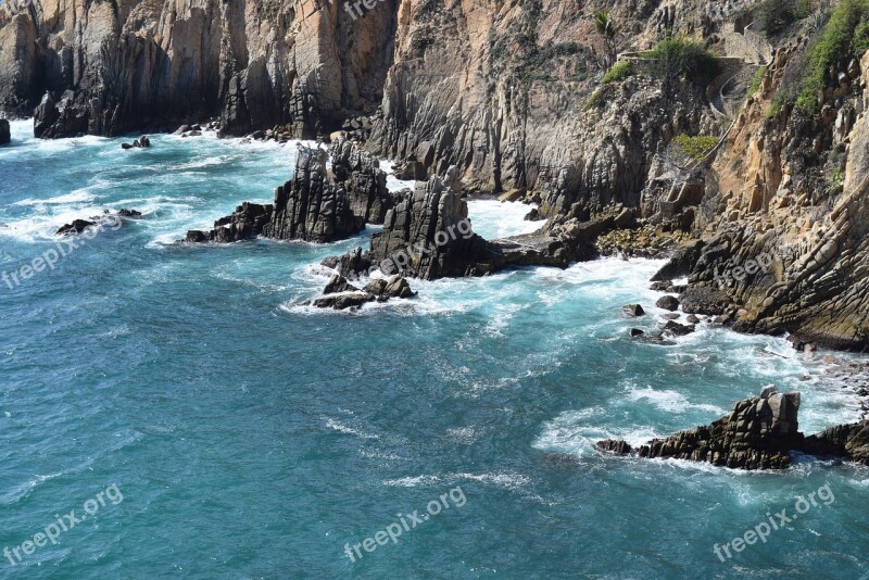 Pacific Ocean Acapulco Rocks Sea