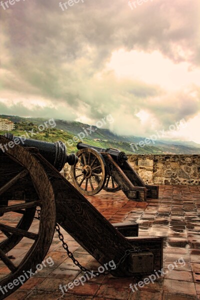 Gun Calabria Castle Sky Dramatic