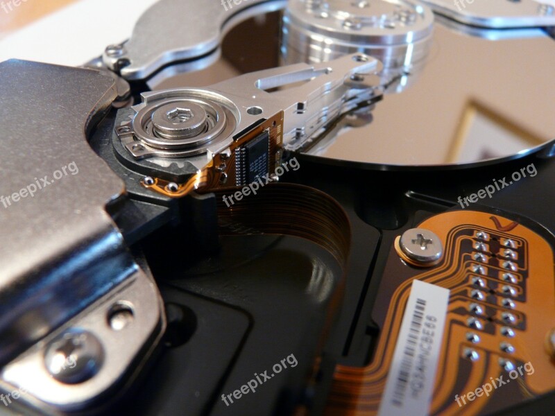 Hard Drive Hardware Harddisk Harddisk Open Close Up