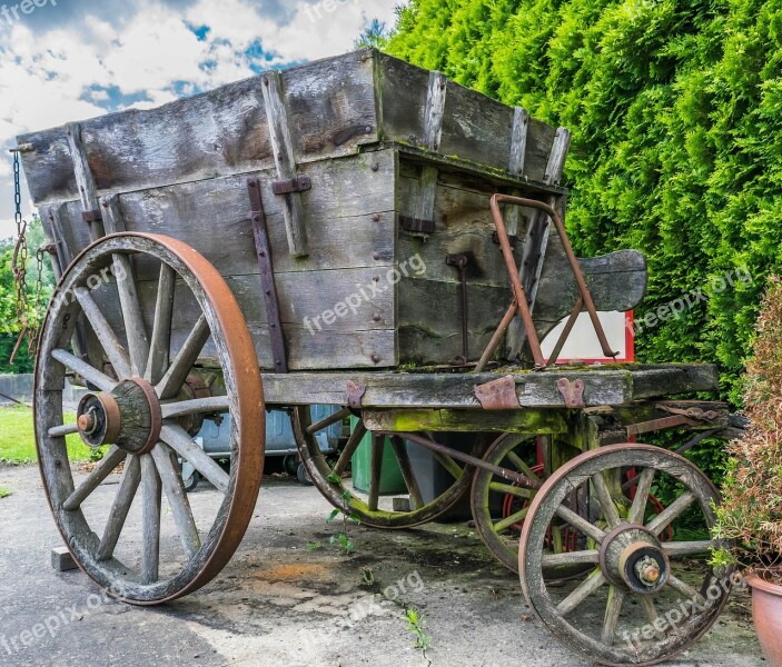 Cart Handcart Transport Zugkarre Wooden Wheel