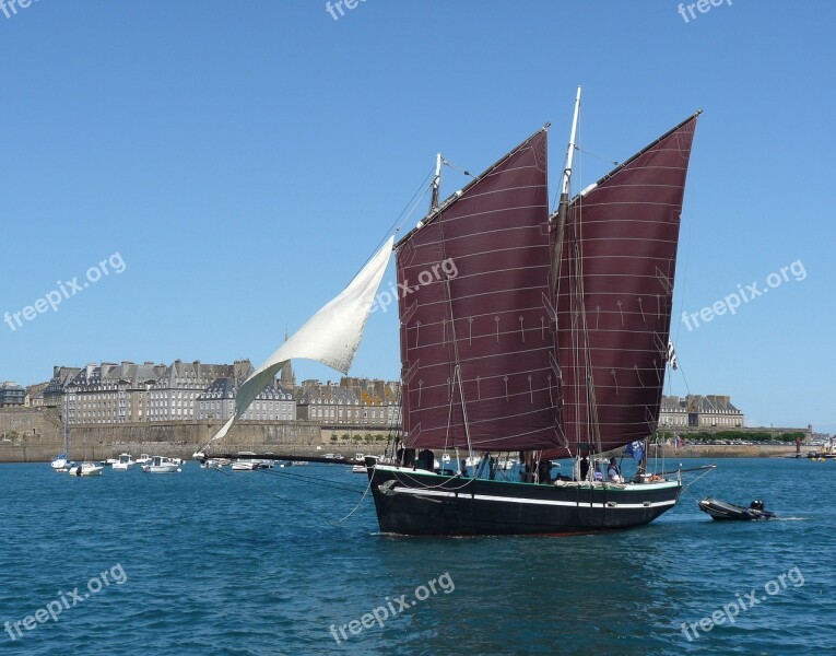 Brittany Saint Malo Ramparts Sailboat Free Photos