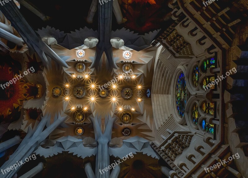 Ceiling Cathedral Sagrada Família Barcelona Catalonia