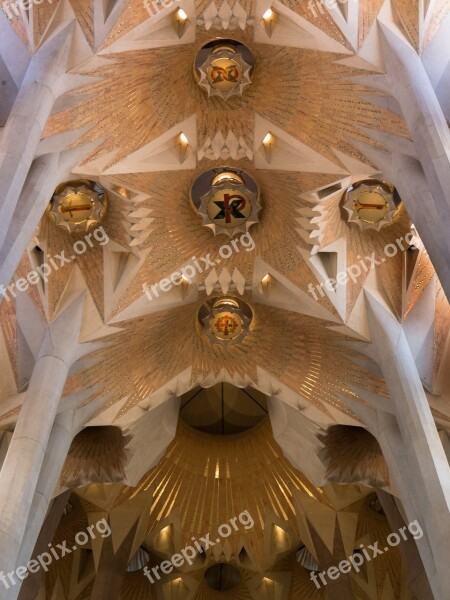 Ceiling Cathedral Sagrada Família Barcelona Catalonia