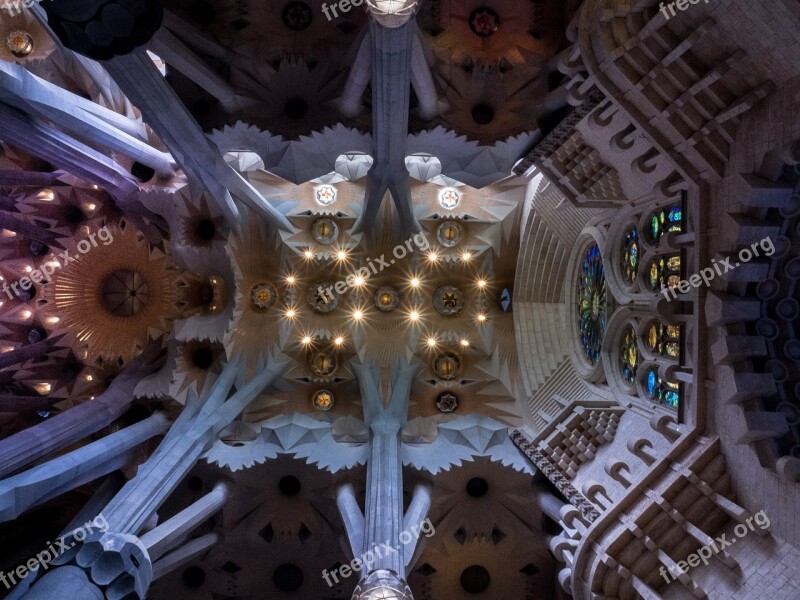 Ceiling Cathedral Sagrada Família Barcelona Catalonia