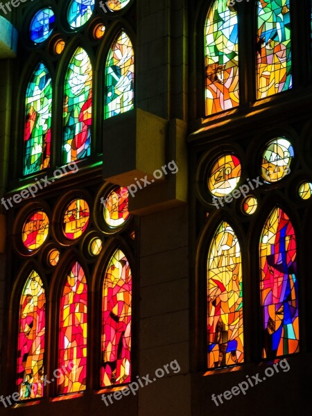 Stained Glass Window Cathedral Sagrada Família Barcelona Catalonia