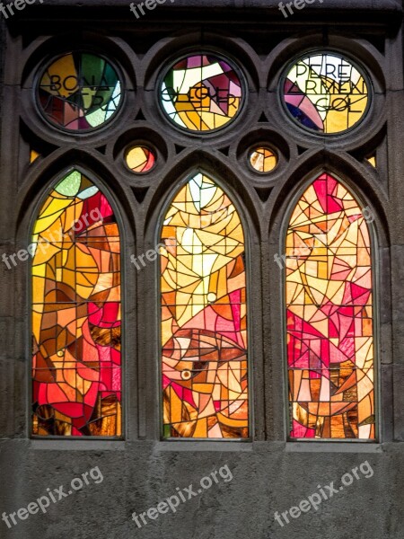 Stained Glass Window Cathedral Sagrada Família Barcelona Catalonia