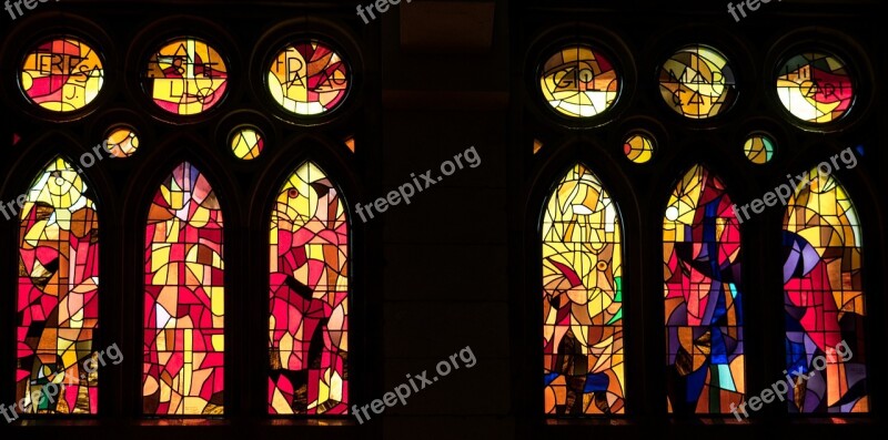 Stained Glass Window Cathedral Sagrada Família Barcelona Catalonia