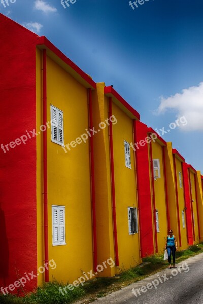 Curacao Colorful Summer Colored Houses Netherlands Antilles