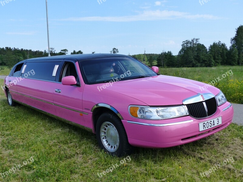 Limo Car Pink Sky Grass