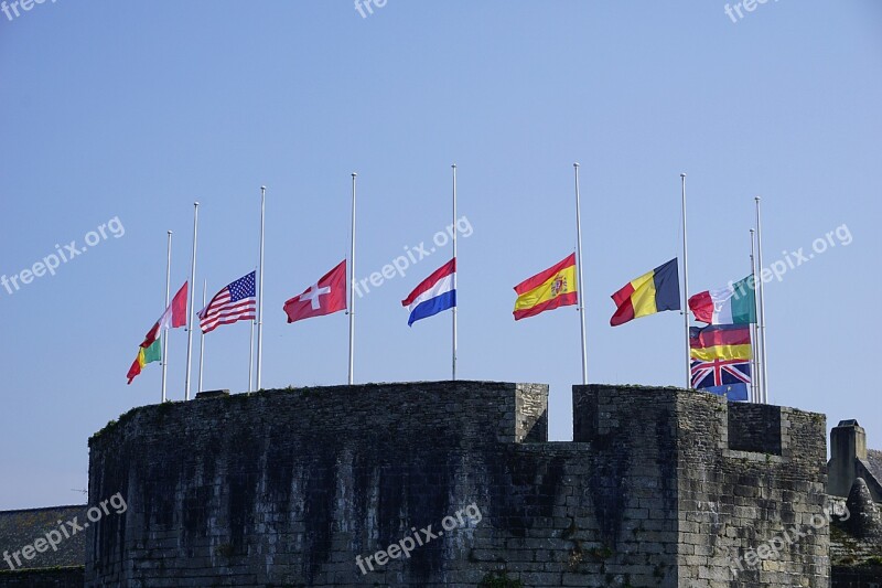 Citadel Flags Sky Wind Colors