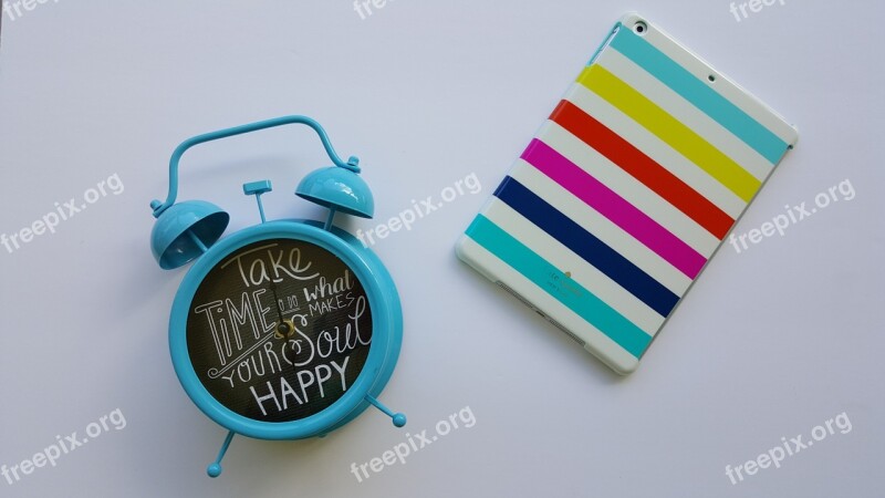 Clock Stripes Ipad Happy White