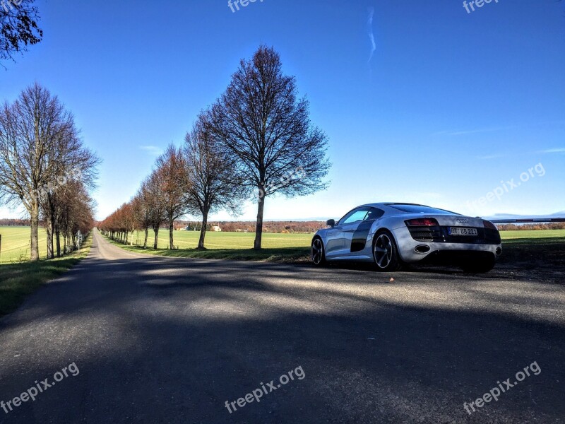 Audi R8 V10 Sports Car Sun