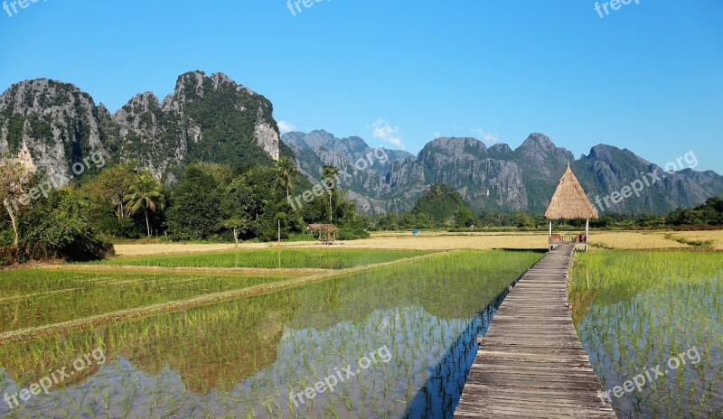 Laos Vang Vieng Popular Hotels Vieng Tara Villa The Scenery