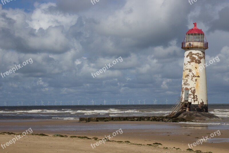 Point Of Ayr Lighthouse Talacre Beach Wales Uk Beach