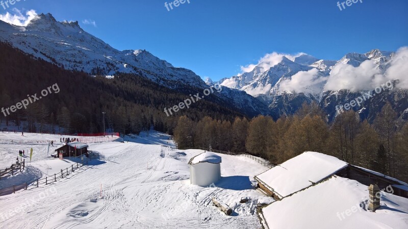 Grächen Hannigalp Winter Ski Run Snow Winter Sports