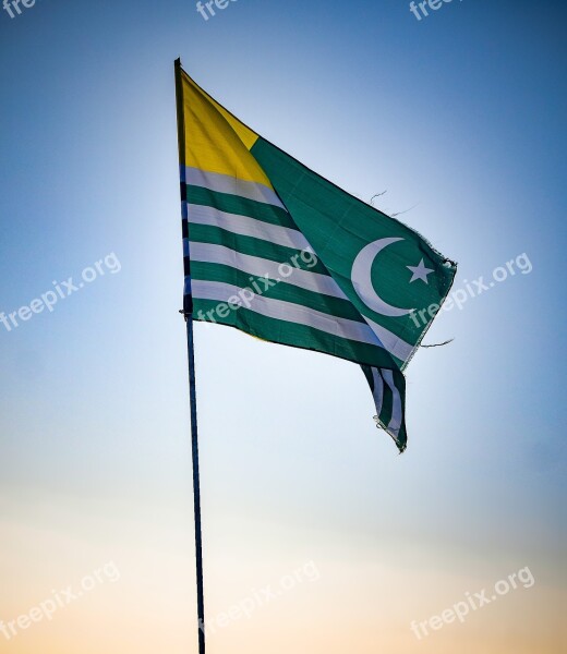 Kashmir Flag Flag Green Flag Green And Yellow Moon And Star