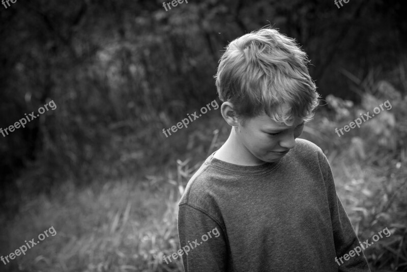 Boy Sad Black And White Depression Pain