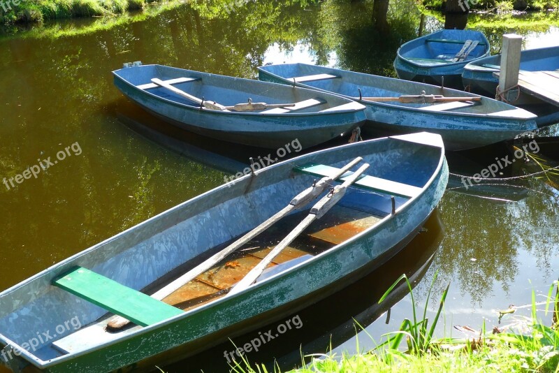 Rowing Boats Relaxation Ditch Were Rowing Boat