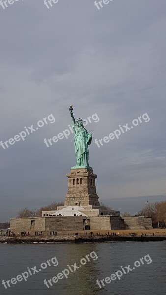 New York Usa Liberty Liberty Island Manhattan