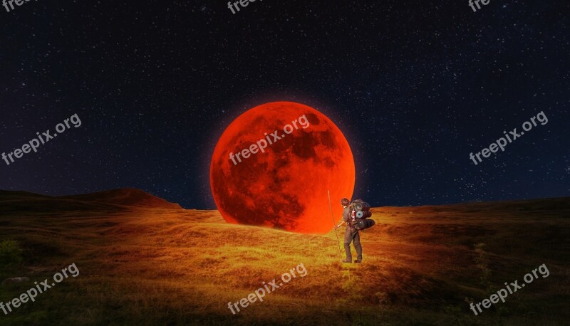 Bloodmoon Moon Creativity Free Photos