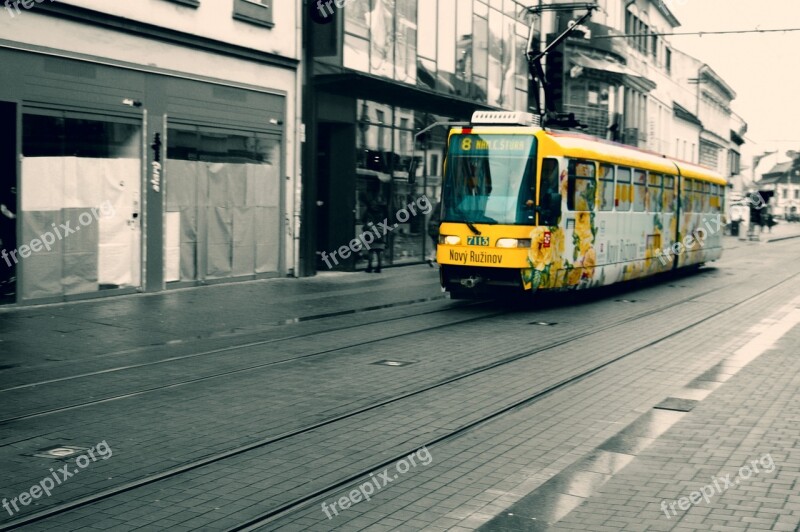 Bratislava Tram Streetcar College In The Evening Slovakia