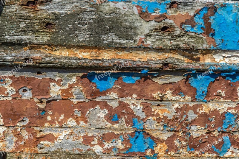 Texture Old Boat Wood Peeling Paint Surface