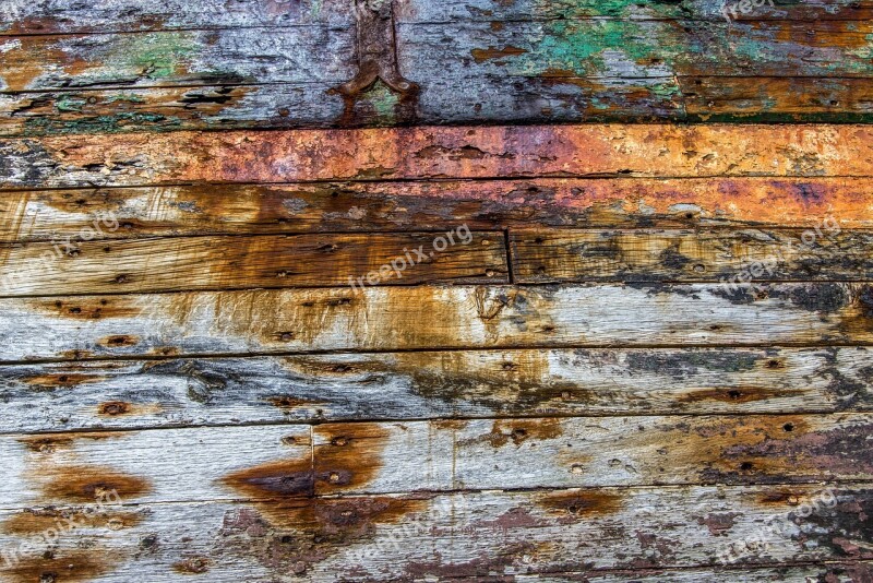 Texture Old Boat Wood Peeling Paint Surface