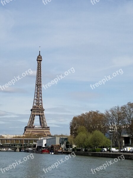 Eiffel Tower Seine Paris France Eiffel