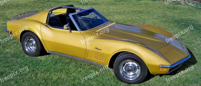 Corvette 1972 Stingray Gold Car Convertible