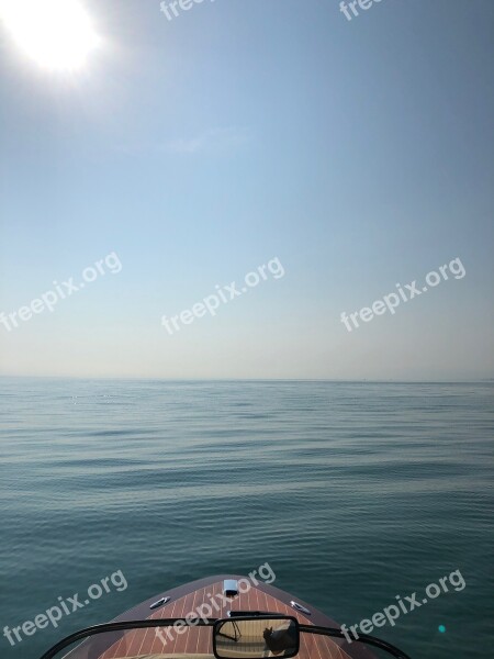 Boat Lake Constance Sky Horizon Powerboat