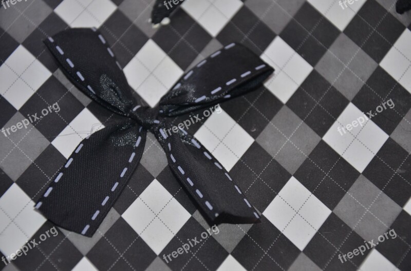 Bow Gift Black White Holiday