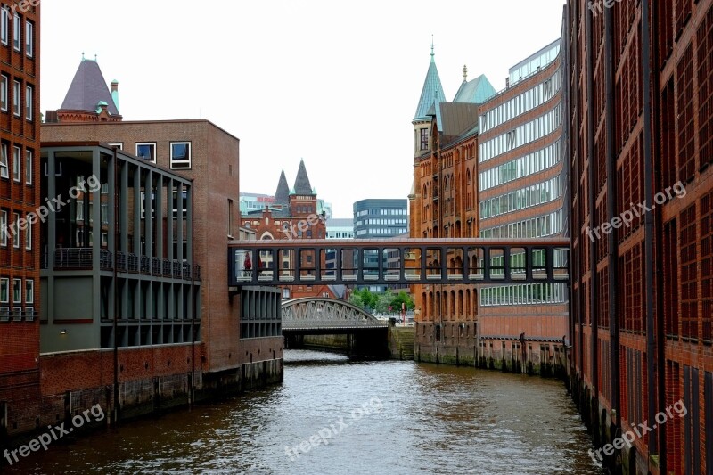 Hamburg Channel Building Speicherstadt Water