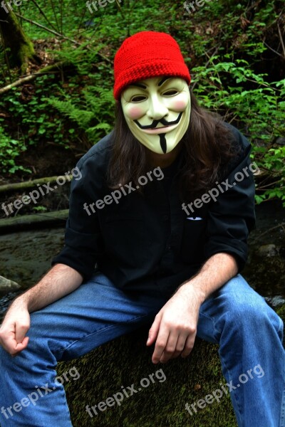 Face Mask V For Vendetta Anonymous Red Cap