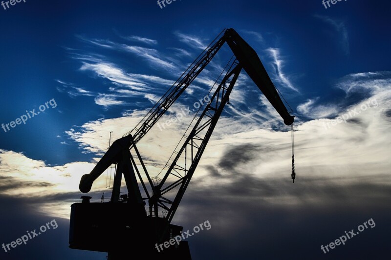 Harbour Crane Sky Clouds Dark Clouds Free Photos