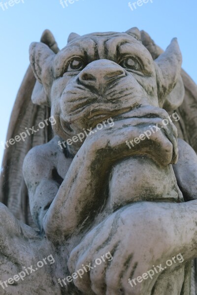 Gargoyle Figure Mythical Head Stone