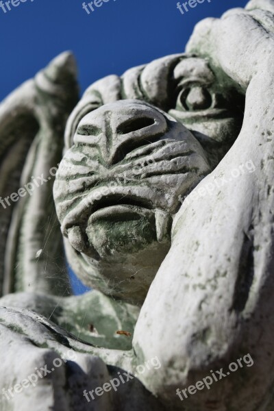 Gargoyle Figure Mythical Stone Head