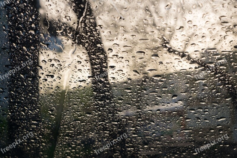 Glass Rain Drops Wet Window