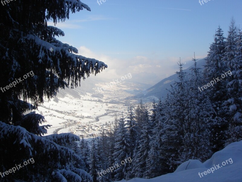 Snow Mountains Winter View Firs