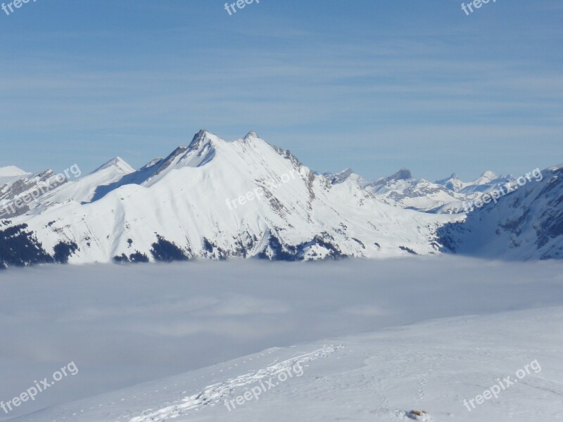 Snow Winter Backcountry Skiiing Switzerland Wintry