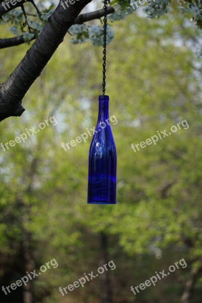 Hanging Bottle Lantern Cobalt Blue Wine Bottle Free Photos