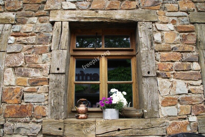 Wall Quarry Stone Window Frame Flowers