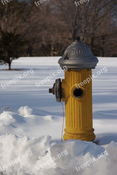 Snow Hydrant Yellow Free Photos